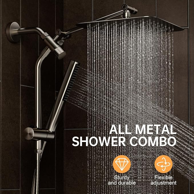 Veken Brushed Nickel Shower Head, Hand Held Bathroom Combo - Image 2