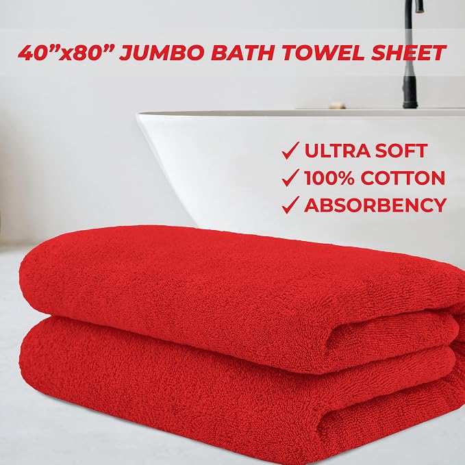 Cotton Paradise 100% Cotton 40x80 Oversized Bath Sheet, Extra Large Turkish - Image 2