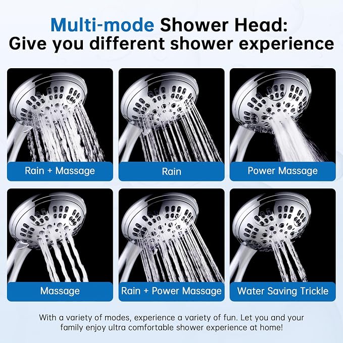 G-Promise High Pressure Shower Head 6 Spray Setting - Image 2