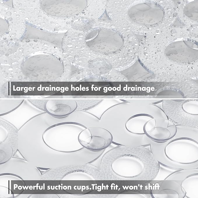 WELTRXE Oval Bathtub Mat Non Slip, Shower Mat - Image 3