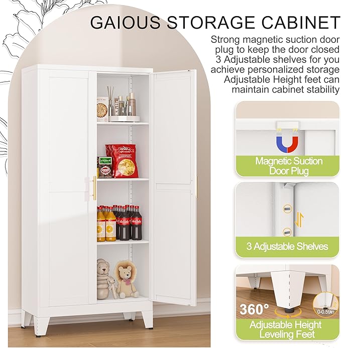 Metal Pantry Cabinet, Kitchen Pantry Storage Cabinets - Image 3