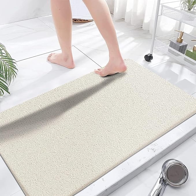 godehone Shower Mats Non Slip Without Suction Cups, PVC Loofah Bathroom Mats by godehone