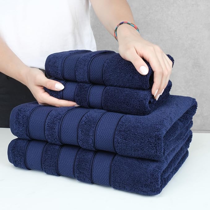 American Soft Linen Salem Turkish Bath Towel Set, 100% Cotton 600 GSM 6 Piece - Image 5