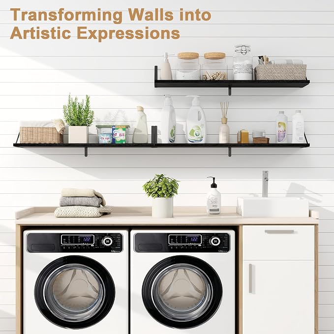 Fun Memories Long Wall Shelves for Bedroom, Rustic Wood Display Shelf for Home - Image 6