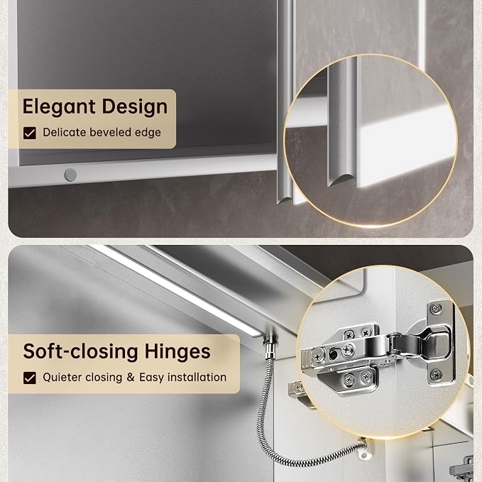 24"x32" Medicine Cabinet Mirror, LED Lighted Medicine Cabinet - Image 4