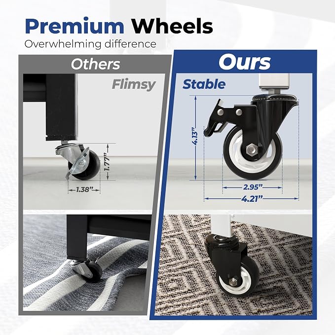 HOMEDANT House 5-Tier Metal Rolling Cart Shelf Rack Casters Heavy Duty - Image 4