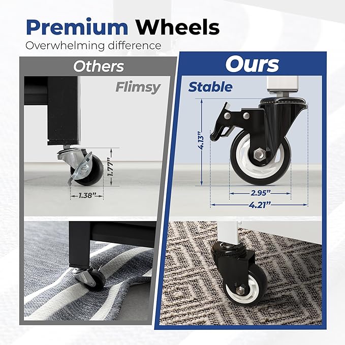 HOMEDANT House 5-Tier Metal Rolling Cart Shelf Rack Casters Heavy Duty - Image 4