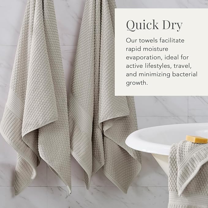 NY Loft 100% Cotton 6 Piece Bath Towel Set | Grey Towels | Oeko-TEX® Standard - Image 3