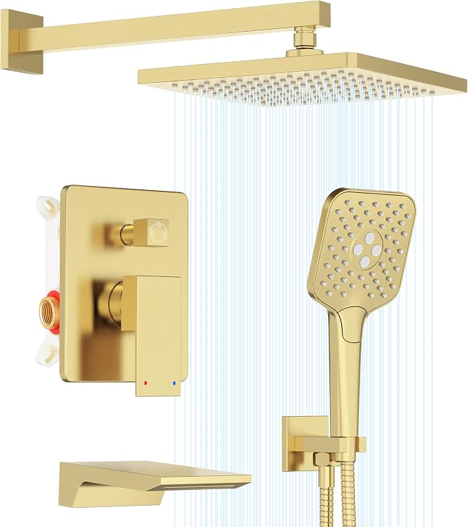 Gabrylly Shower System with Tub Spout, Wall Mounted Shower Faucet Set by GABRYLLY