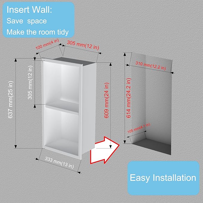 Recessed Wall Niche for Shower Room Storage, Double-Layer Shelves, Wall Insert - Image 3
