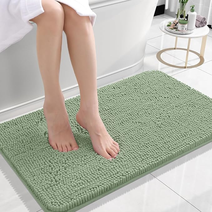 OLANLY Bathroom Rugs 30x18, Extra Soft Absorbent Chenille Bath Rugs, Rubber by OLANLY