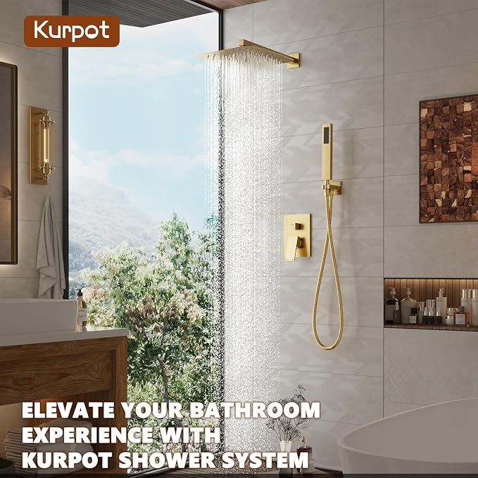 Gold Shower System, Bathroom Brushed Gold Shower Faucet Set - Image 7