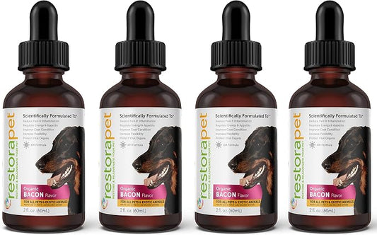 RestoraPet 4-Pack Dog & Cat Bacon Liquid Multivitamin | Dog Arthritis Pain by RestoraPet