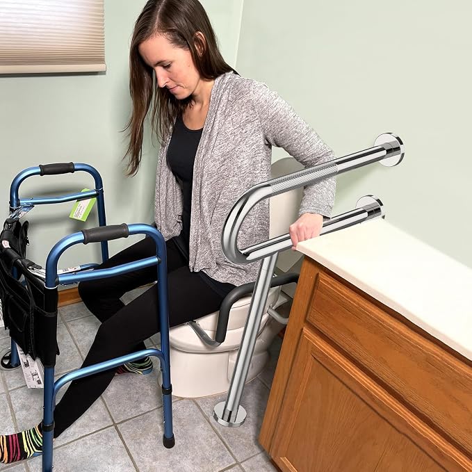 Toilet Support Rail 23.4X 28 Inch, Munzong Anti-Slip Chrome Handicap Grab Bar - Image 7