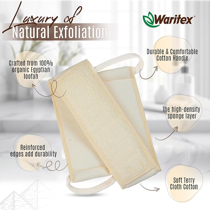 Waritex Natural Egyptian Loofah Back Scrubber - Image 2