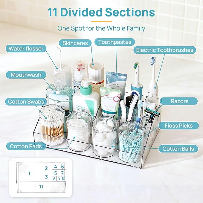 Vtopmart 5 PCS Bathroom Countertop Organizer, 1 Divided Tray - Image 4