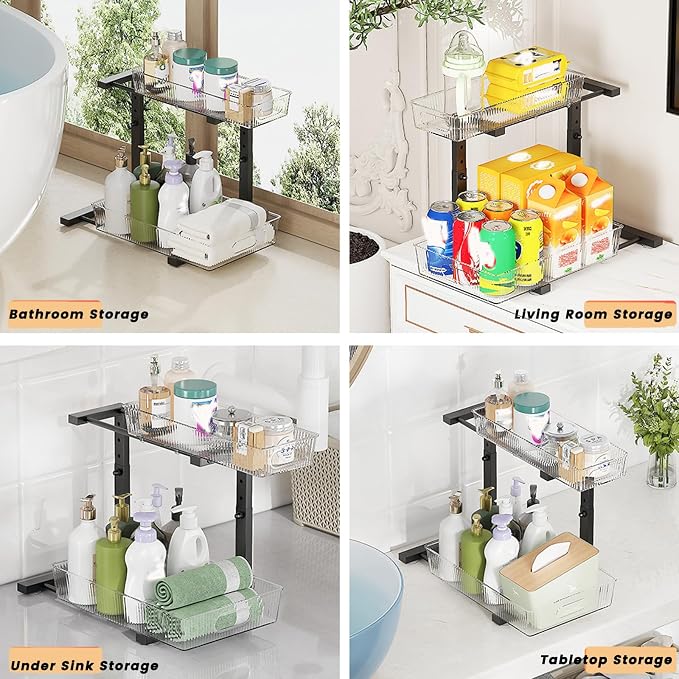 Under Sink Organizer, 2 Tier Pull Out Storage Organizer, Slide Out Storage Shelf - Image 6