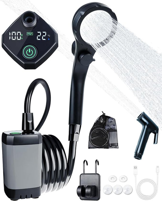 Beviliu Portable Shower for Camping, 6000mAh Rechargeable Camping Shower by Beviliu