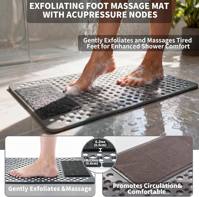Bath Tub Shower Mat with Soft Shower Foot Scrubber Mat - Image 6