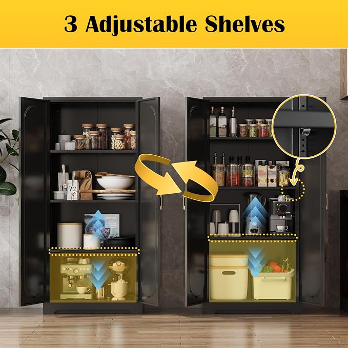 Metal Kitchen Storage Cabinets, 60”Pantry Cabinet - Image 4