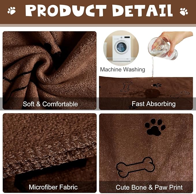 Chumia 4 Pcs Dog Towels for Drying Dog Puppy Bulk Microfiber Absorbent Paw - Image 4