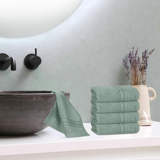 BOUTIQUO Ultra Soft Cotton Washcloths, Contains 12 Piece Face Cloths 12x12 inch - Image 4