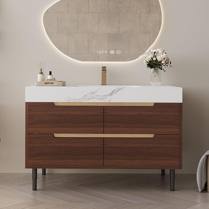 35.4" Bathroom Vanity with Sink Combo Set, Solid Wood Frame Bathroom Storage - Image 9