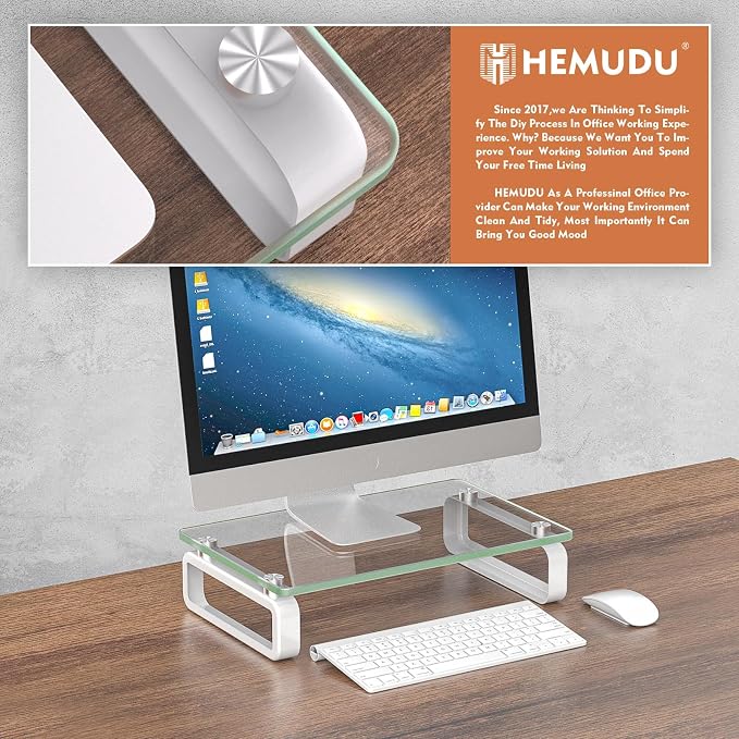 Hemudu Clear Computer Monitor Stand Riser Multi Media Desktop Stand - Image 2