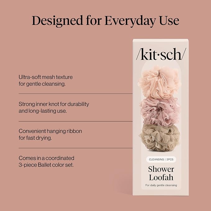 Kitsch Shower Loofah – Soft Mesh Body Scrubber & Bath Sponge - Image 4