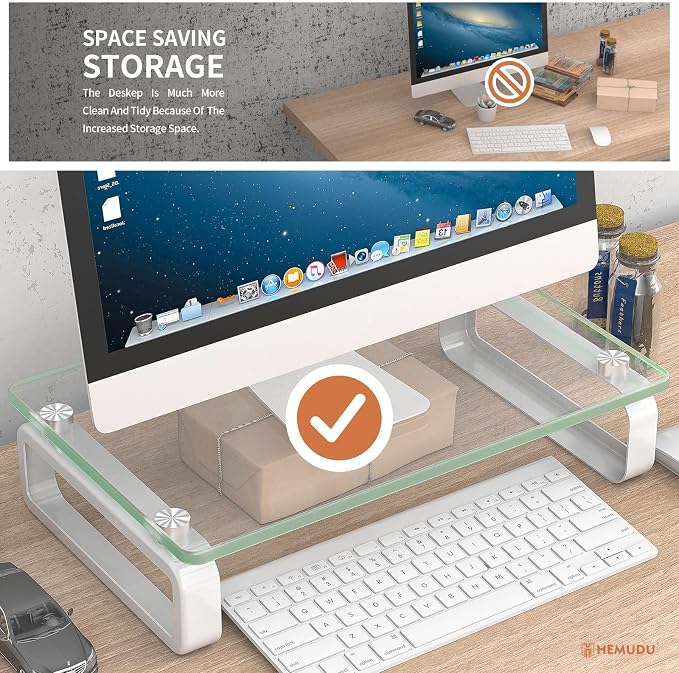 Hemudu Clear Computer Monitor Stand Riser Multi Media Desktop Stand - Image 4
