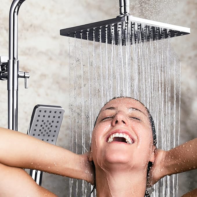 Shower Faucet Set 8" Square Shower Head 3 Function Thermostatic Rainfall Shower - Image 6