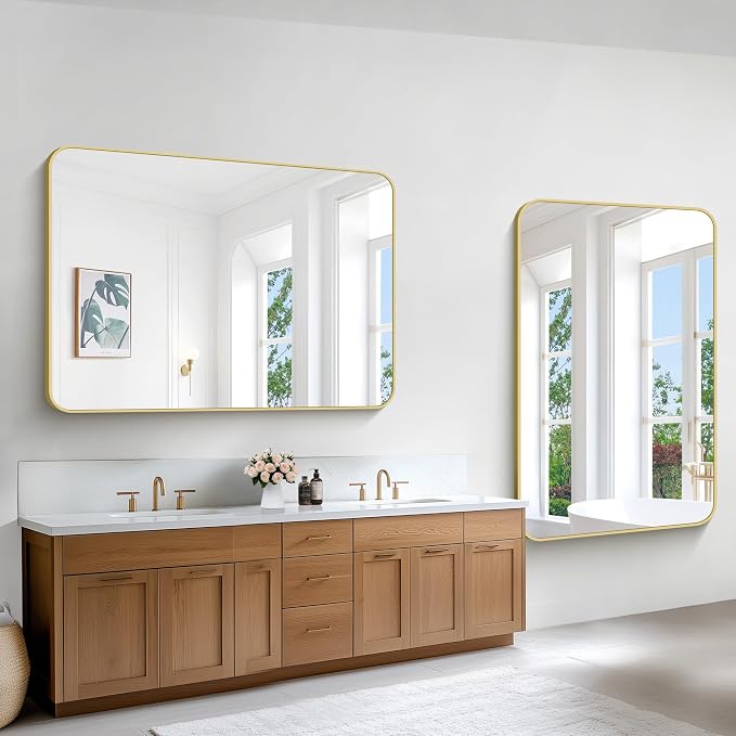 Gold Bathroom Mirror, 55x36 inch Wall Mirror - Image 4