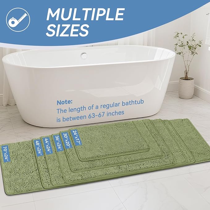 Bcoimo 70"×24" Absorbent Bath Mat, Non-Slip - Image 2