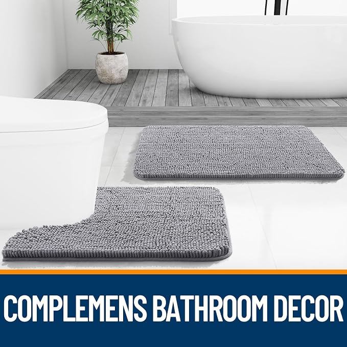 OLANLY Bathroom Rugs Sets 2 Piece, Soft Absorbent Chenille Bath Mats and - Image 6