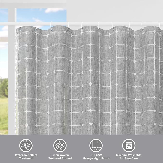 MitoVilla Boho Farmhouse Shower Curtain Set 72 x 78, Tan Brown 78 inch Long - Image 7