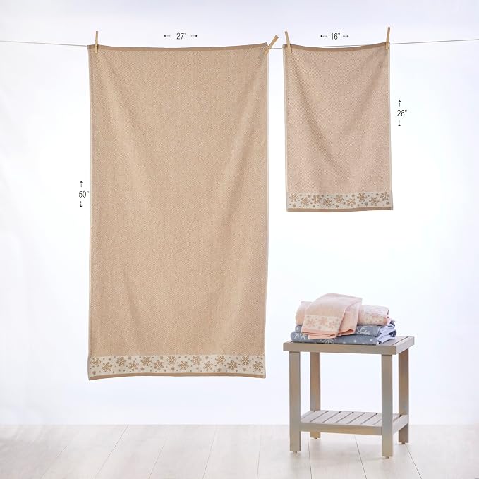 SKL Home Christmas/Winter Heather Snowflake 100% Cotton Premium Bath Towel - Image 3