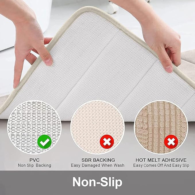 Buganda Memory Foam Bath Mat, Ultra Soft and Non-Slip Bathroom Rugs, Water - Image 3