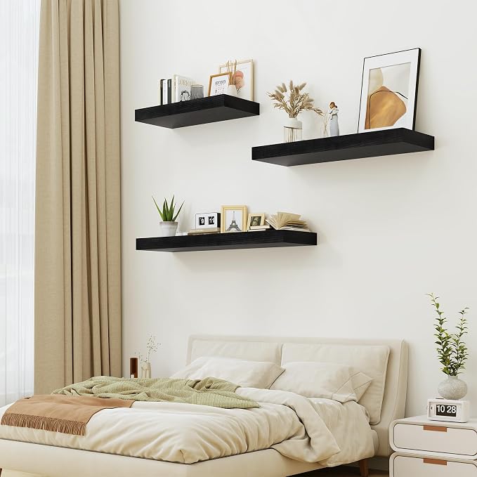 Heimlove Black Bathroom 12'' Deep Floating Shelves - Image 5