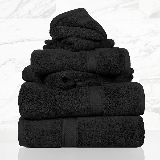 Superior Egyptian Cotton Pile 6 Piece Towel Set, Includes 2 Bath, 2 Hand by SUPERIOR