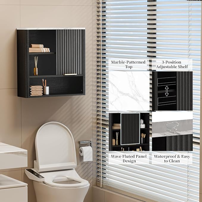 24” Bathroom Wall Cabinet, Modern Wood Medicine Cabinet - Image 3