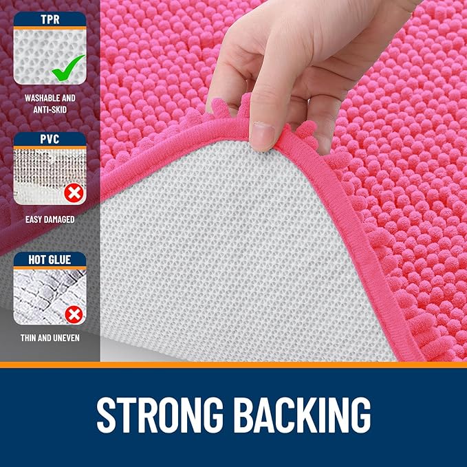 OLANLY Bathroom Rugs 59x24, Extra Soft Absorbent Chenille Bath Rugs, Rubber - Image 6