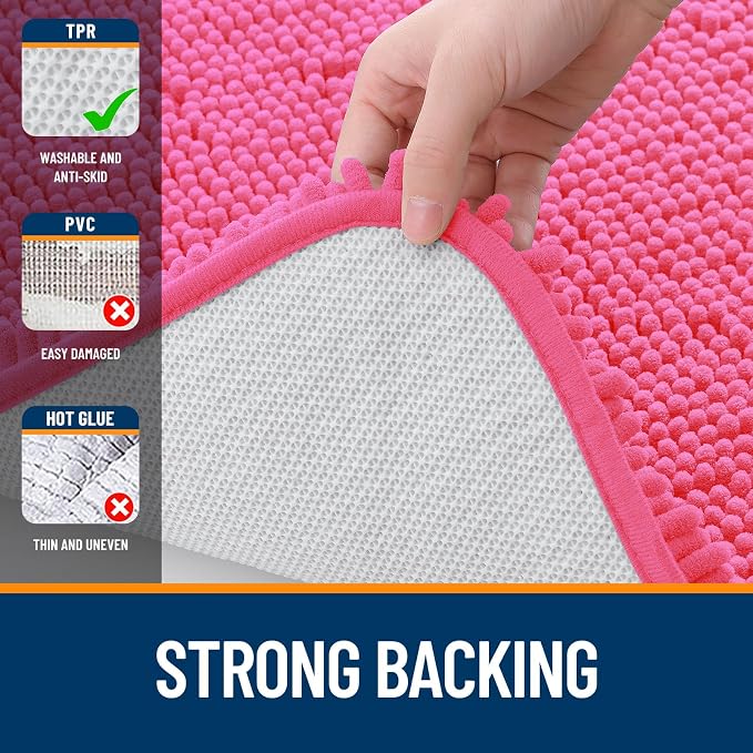 OLANLY Bathroom Rugs 47x24, Extra Soft Absorbent Chenille Bath Rugs, Rubber - Image 6