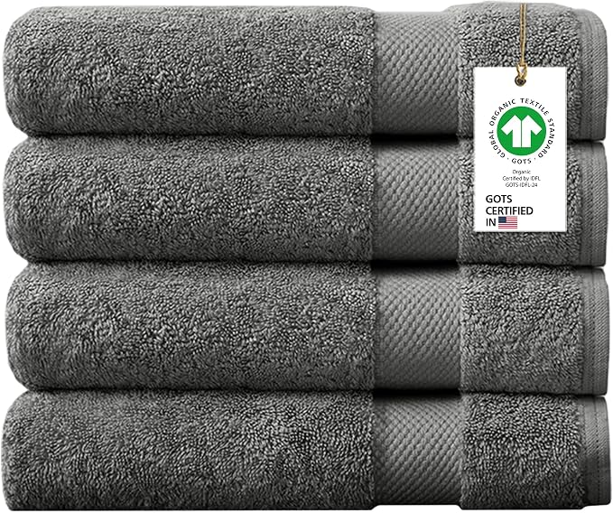 Delara 100% Organic Cotton Towels 650 GSM Plush Feather Touch Quick Dry Bath by Delara