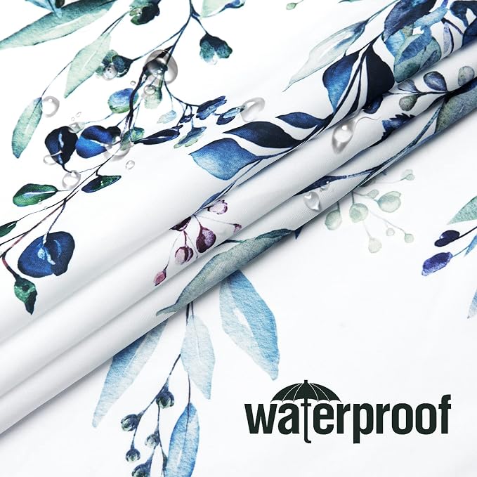 Gibelle Blue Eucalyptus Shower Curtain, Watercolor Plant Leaves - Image 4