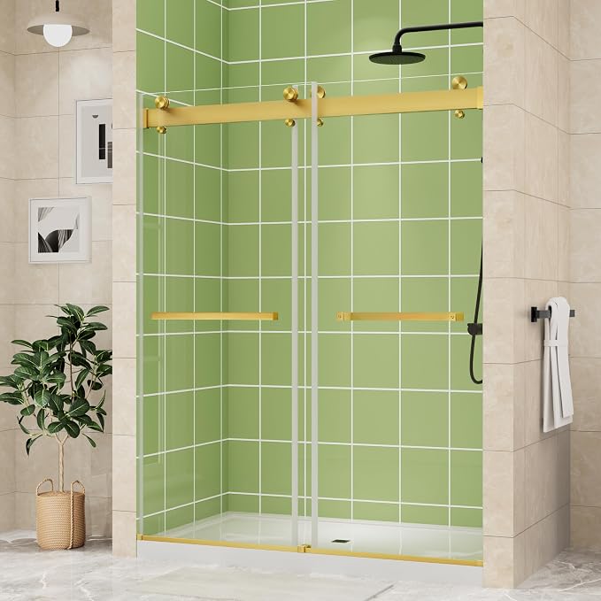 DELAVIN 56-60" W x 75" H Double Sliding Shower Door, 1/4" SGCC Tempered Glass by DELAVIN