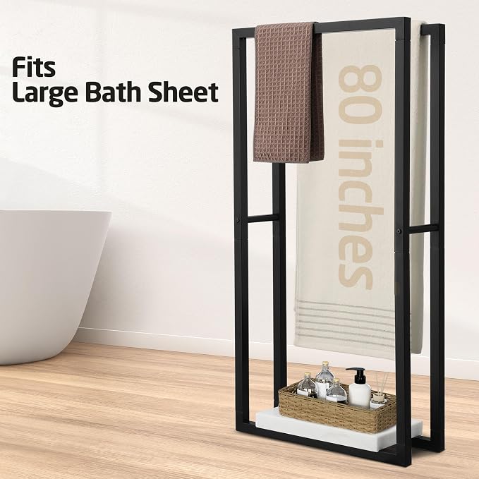 KES 42" H Bathroom Free Standing Towel Rack, Freestanding Floor Towel Rack - Image 2