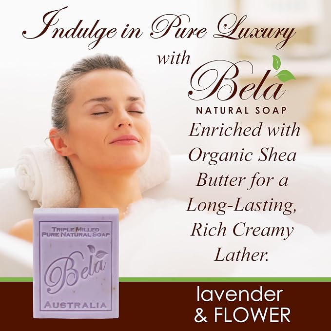 BELA Lavender Soap Bars 3.3 OZ Pack of 6, French Triple Milled Bar Soap - Image 6
