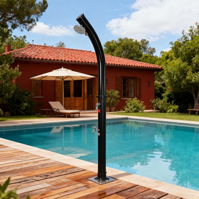 4.8 Gallon Solar Heated Outdoor Shower, 7 FT Freestanding Outside Shower by CMFTGDS