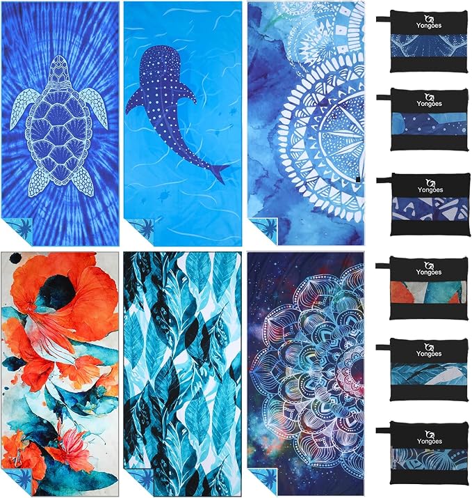 6 Pack Microfiber Lightweight Thin Beach Towel Sand Free Quick Dry Super by Yongoesbeachtowel
