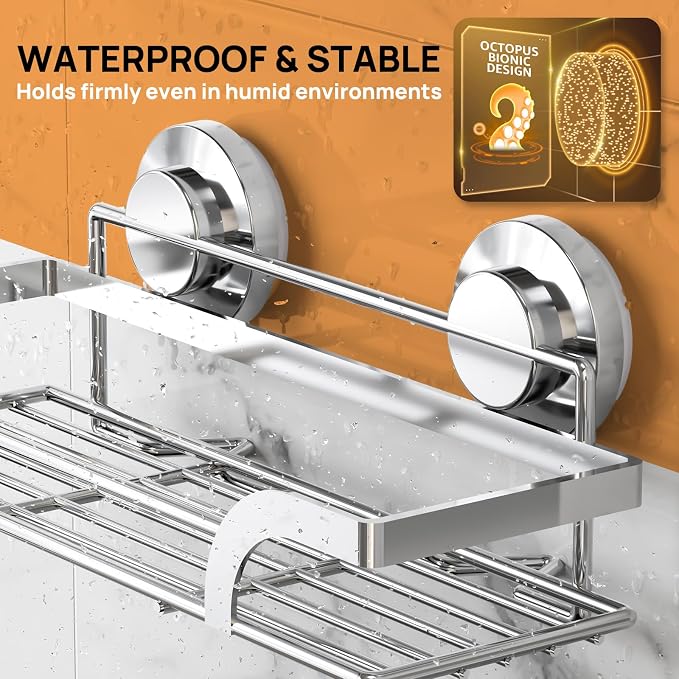 LEVERLOC 2 Pack Shower Caddy Suction Cup, Shower Shelves - Image 9
